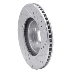 Pontiac Vibe Brake Rotor (1) - Front Left - R1 Concepts - Drilled & Slotted - Silver - `00-`10